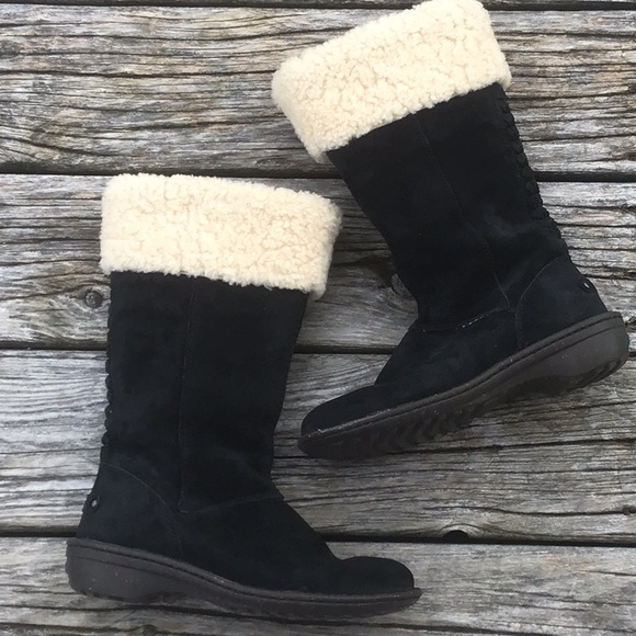 UGG Karyn Silkee Suede Sheepskin Cuff Boots - Picture 5 of 14